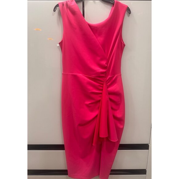 Donna Karan New York Womens Hot Pink Sleeveless Ruched Sheath Dress Size 8 MSRP - Picture 4 of 6